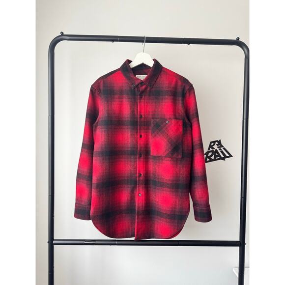 Saint Laurent Brushed Plaid Overshirt